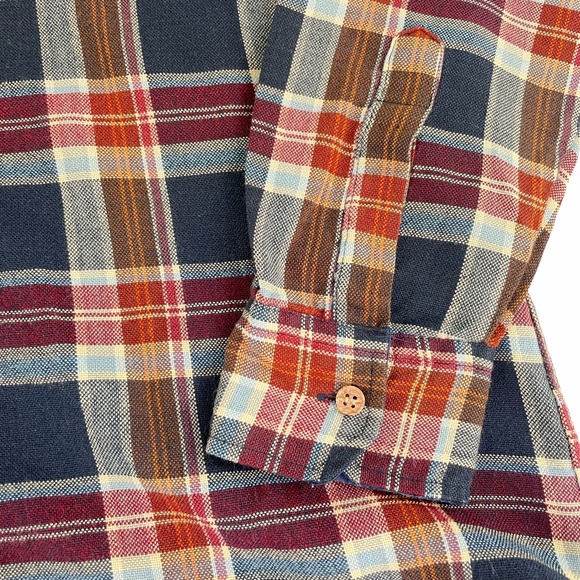 Vintage Red and Blue Plaid Flannel Shirt, Med Tall - Picture 5 of 11